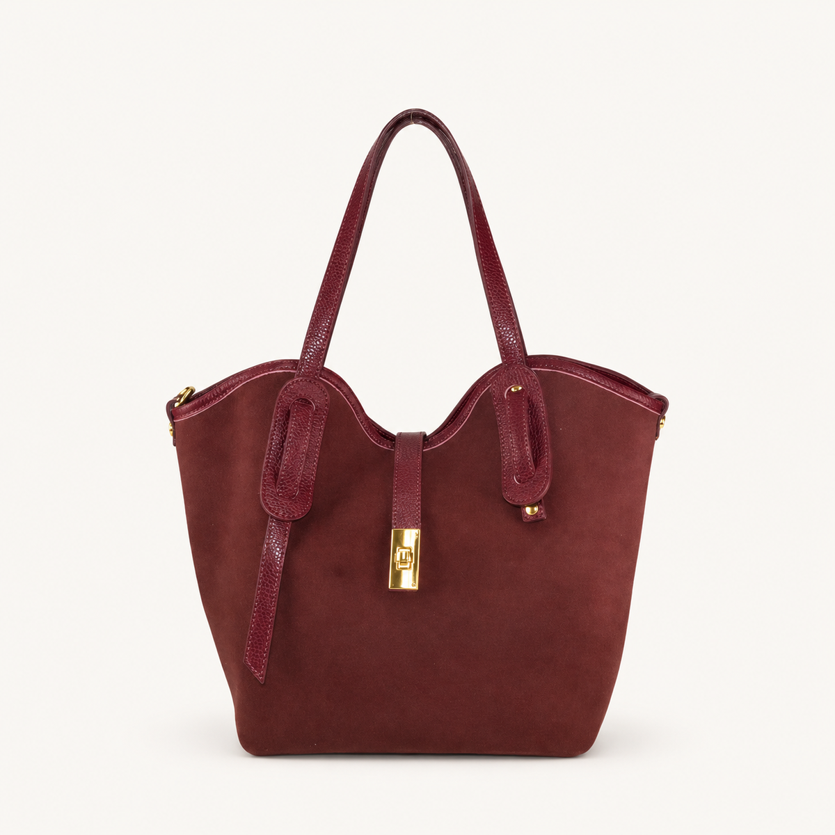 Suede Rounded Shoulder Bag TM35838 – Bordeaux – vooraanzicht