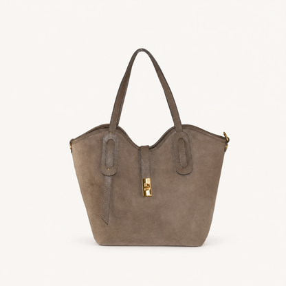 Suede Rounded Shoulder Bag TM35838 – Taupe – vooraanzicht