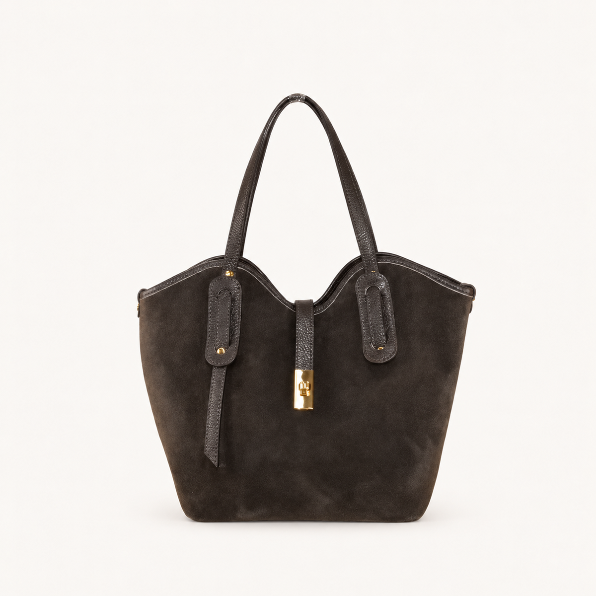 Suede Rounded Shoulder Bag TM35838 – Darkbrown – vooraanzicht