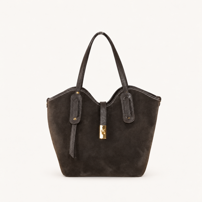 Suede Rounded Shoulder Bag TM35838 – Darkbrown – vooraanzicht