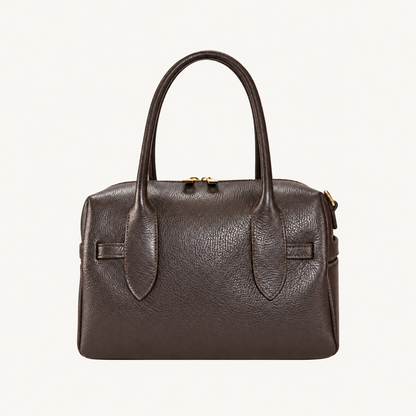 Leather Compact Handbag – Darkbrown – achterkant