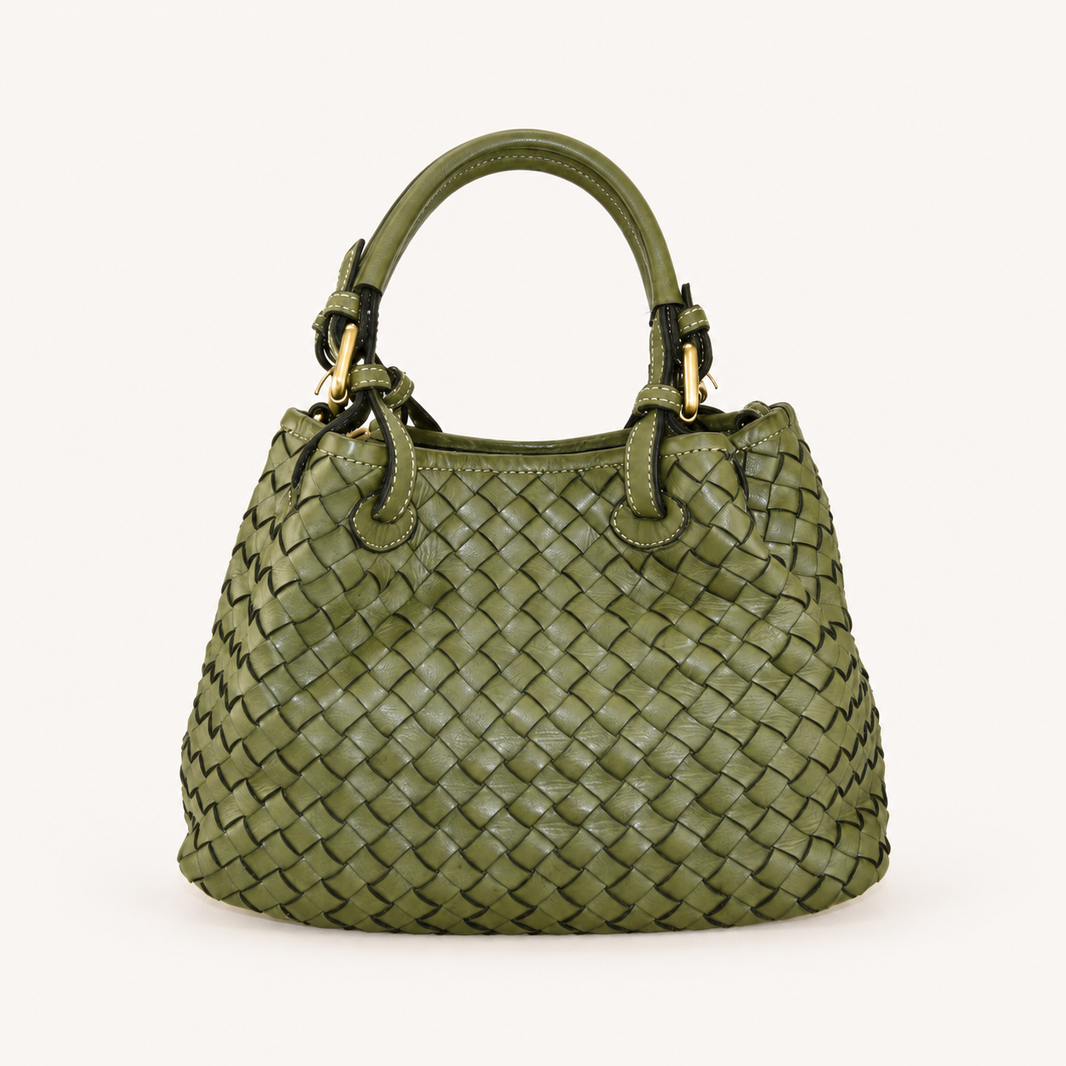 Vintage Leather Crossbody Bag – Green – vooraanzicht