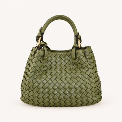 Vintage Leather Crossbody Bag – Green – vooraanzicht