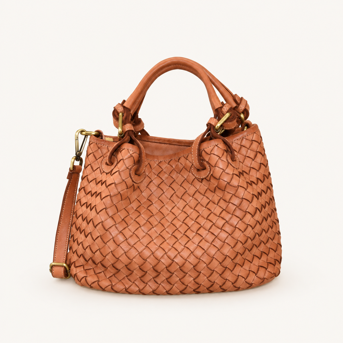 Vintage Leather Crossbody Bag ZI52857 – Tan – vooraanzicht