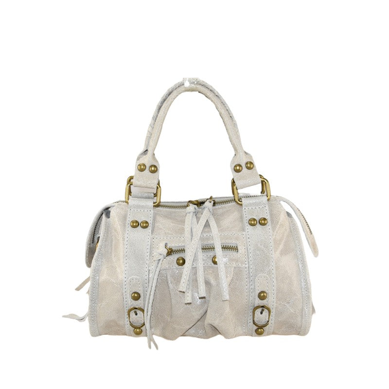 Leather hand bag with shoulder strap