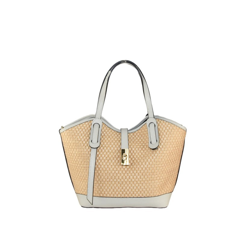 Leather hand bag with shoulder strap