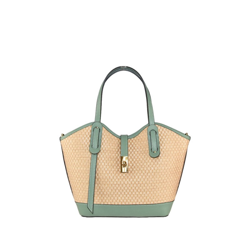 Leather hand bag with shoulder strap