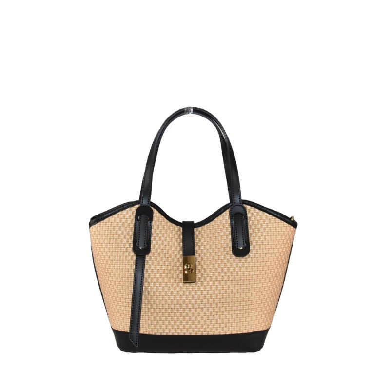 Leather hand bag with shoulder strap