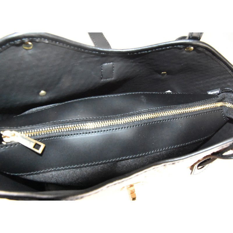 Leather hand bag with shoulder strap