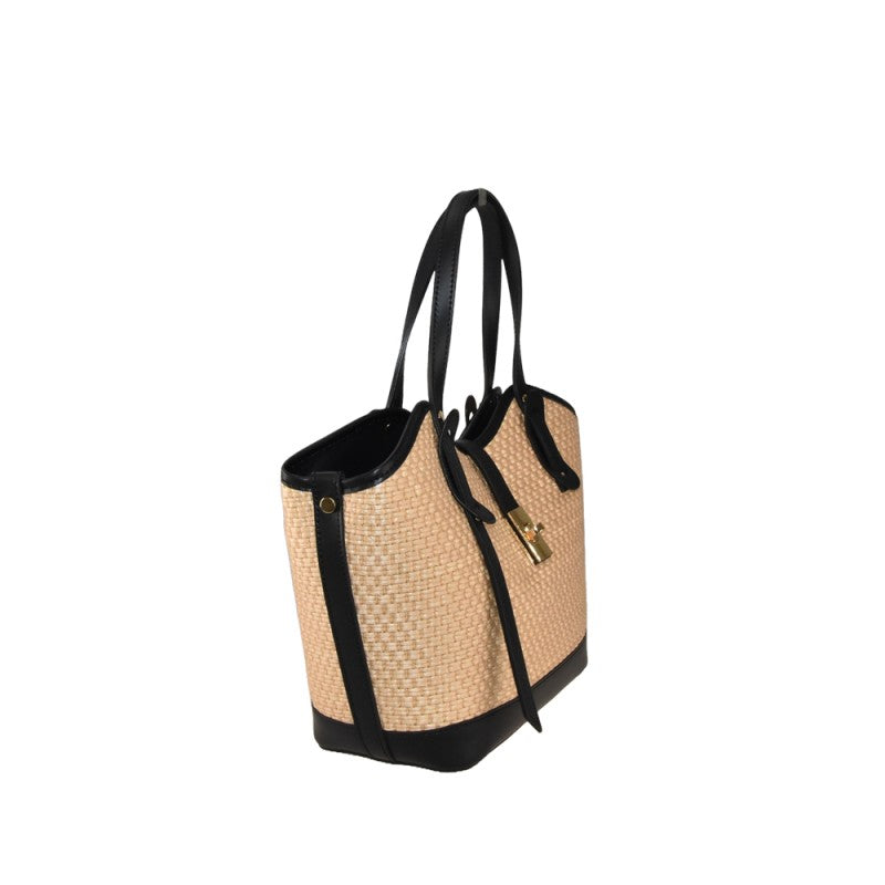 Leather hand bag with shoulder strap