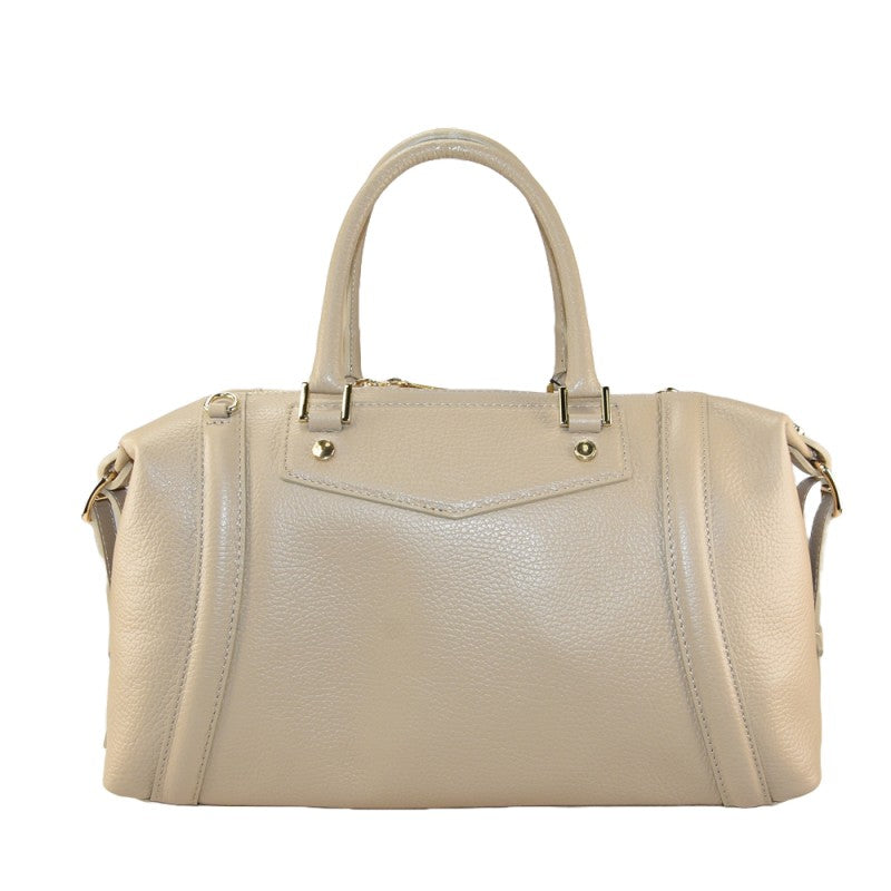 Leather hand bag with shoulder strap