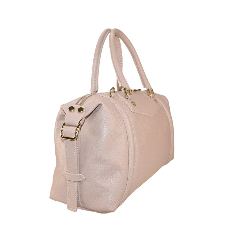 Leather hand bag with shoulder strap