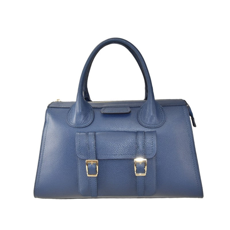 Leather handbag with shoulder strap