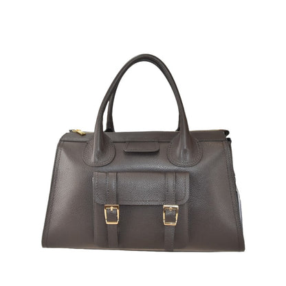 Leather handbag with shoulder strap
