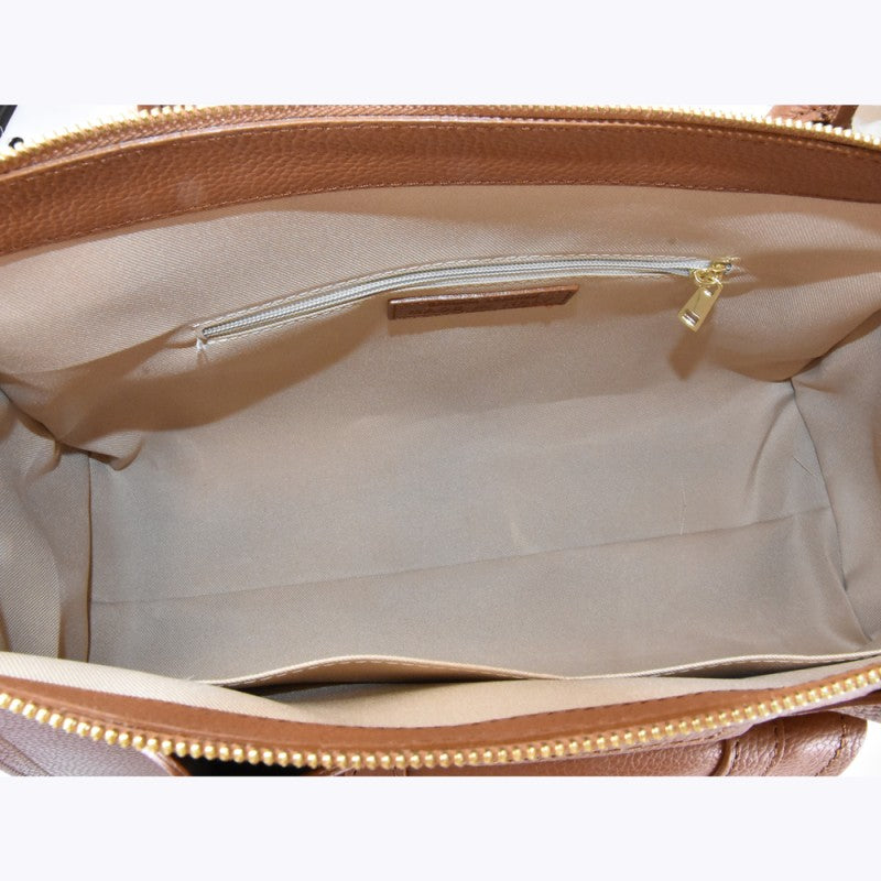 Leather handbag with shoulder strap