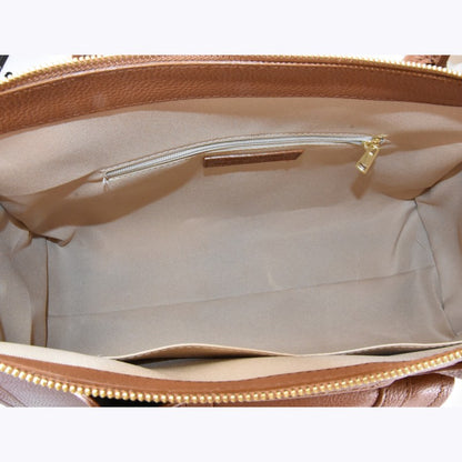 Leather handbag with shoulder strap