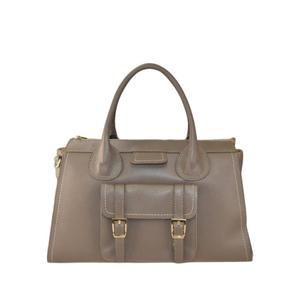 Leather handbag with shoulder strap
