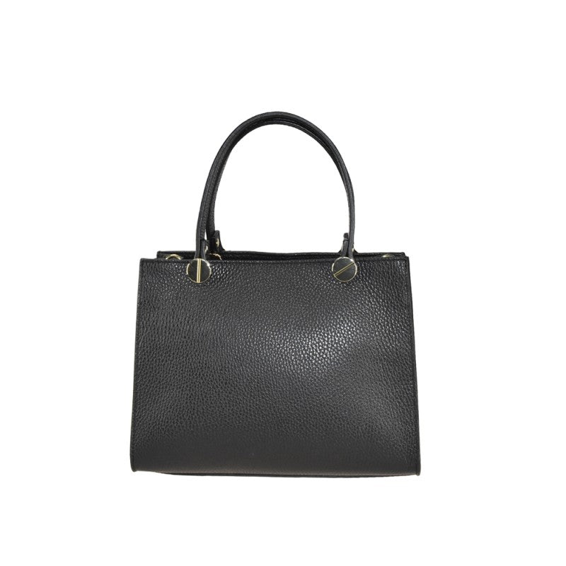 Leather handbag with shoulder strap