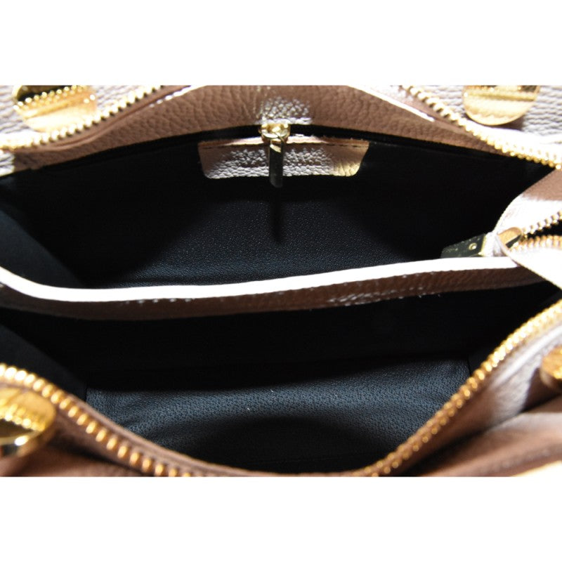 Leather handbag with shoulder strap