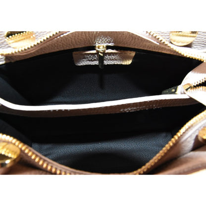 Leather handbag with shoulder strap