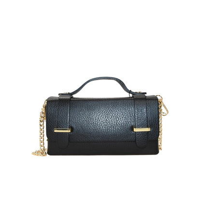 Leather shoulder bag with chain strap