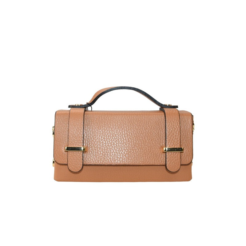 Leather shoulder bag with chain strap