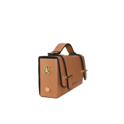 Leather shoulder bag with chain strap