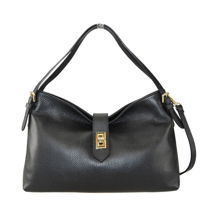 Leather shoulder bag with shoulder strap