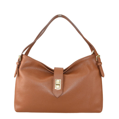 Leather shoulder bag with shoulder strap