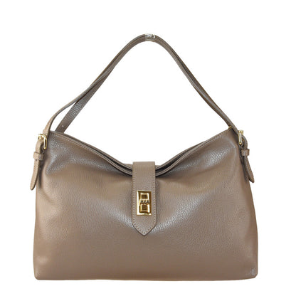 Leather shoulder bag with shoulder strap