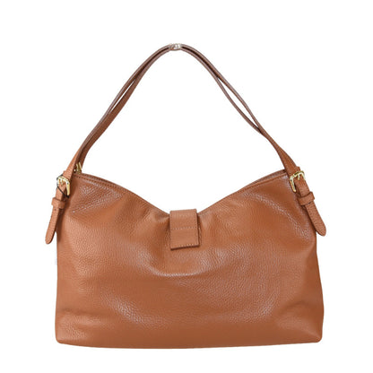 Leather shoulder bag with shoulder strap