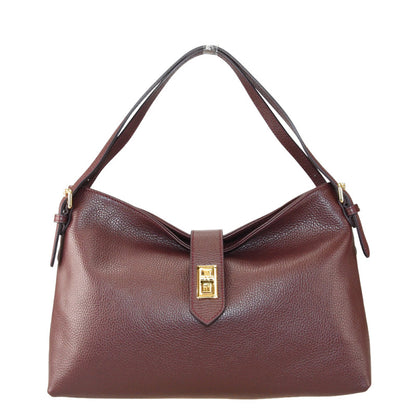 Leather shoulder bag with shoulder strap