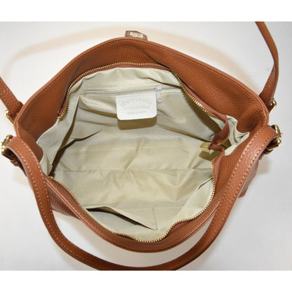 Leather shoulder bag with shoulder strap