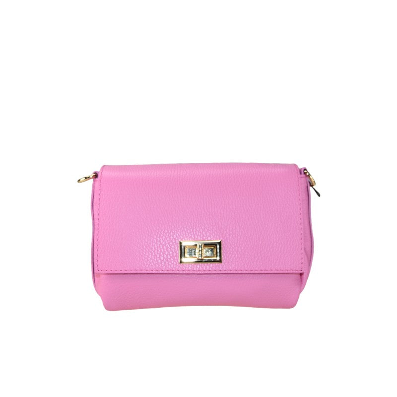 Leather shoulder bag with shoulder strap
