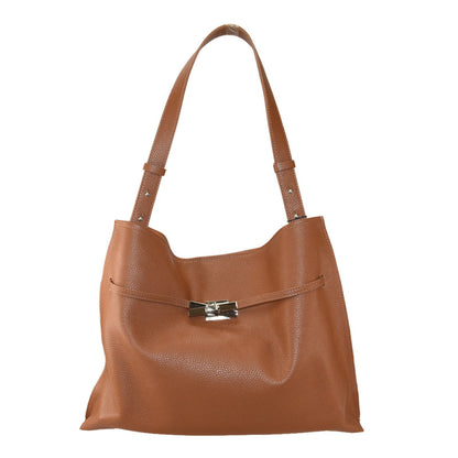 Leather shoulder bag with shoulder strap