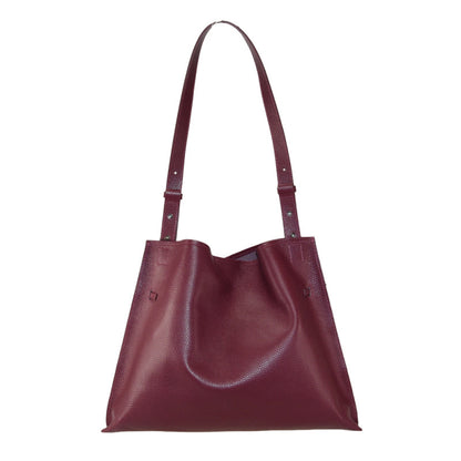 Leather shoulder bag with shoulder strap