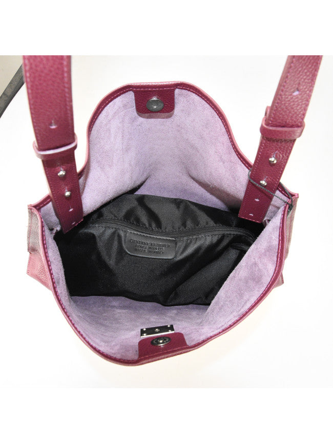 Leather shoulder bag with shoulder strap