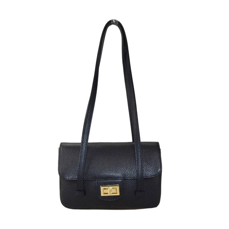 Leather shoulder bag with shoulder strap