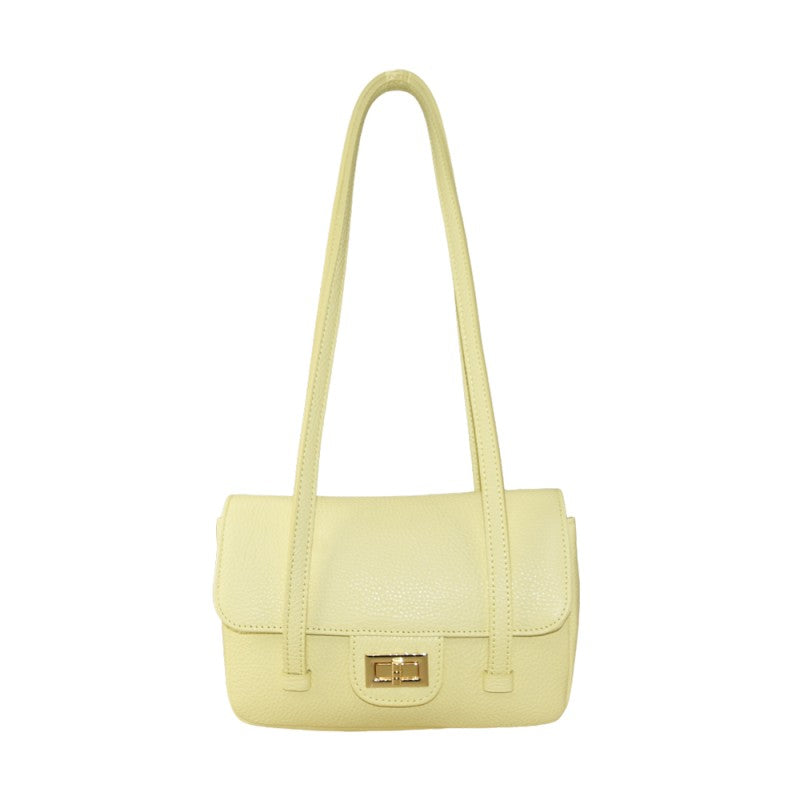 Leather shoulder bag with shoulder strap