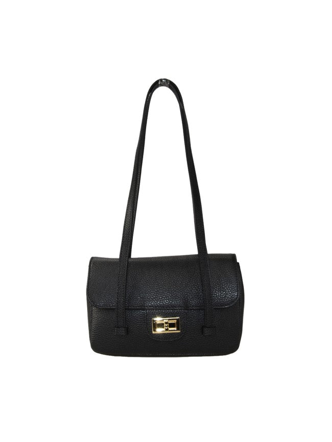 Leather shoulder bag with shoulder strap
