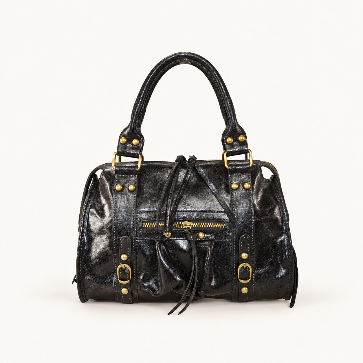 Leather Handbag op zachte neutrale achtergrond