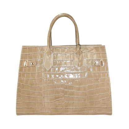 Stamp leather hand bag with shoulder strap