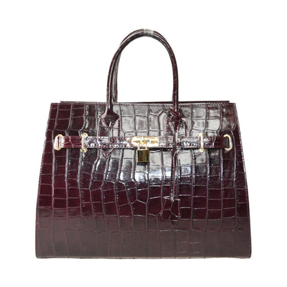 Stamp leather hand bag with shoulder strap