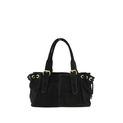 Suede shoulder bag with shoulder strap
