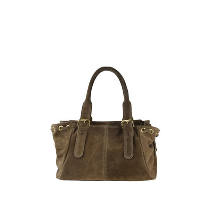 Suede shoulder bag with shoulder strap