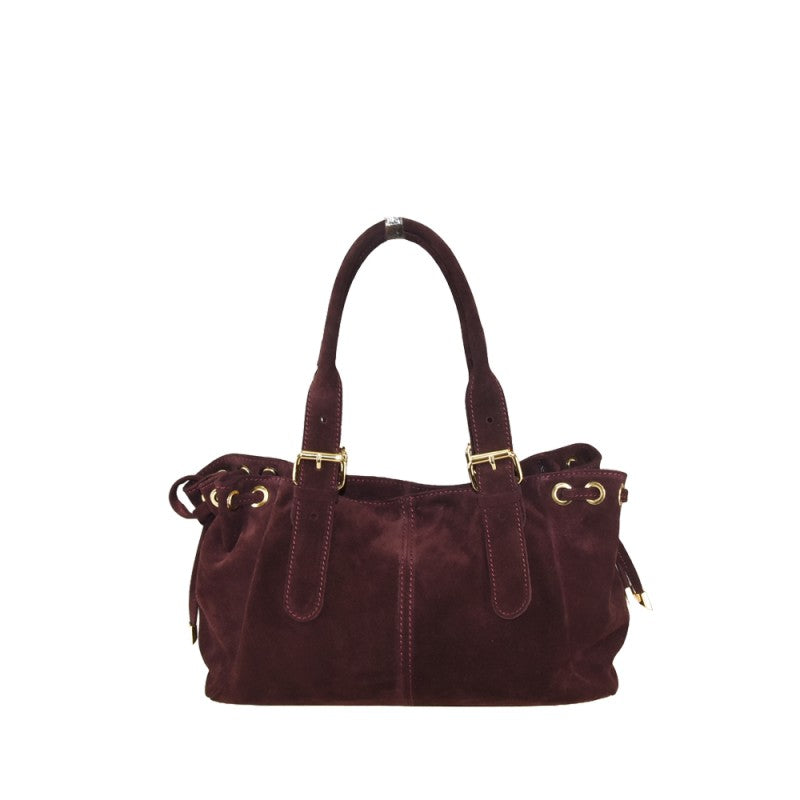 Suede shoulder bag with shoulder strap