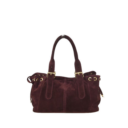 Suede shoulder bag with shoulder strap