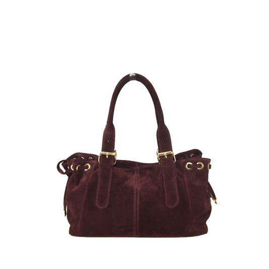 Suede shoulder bag with shoulder strap