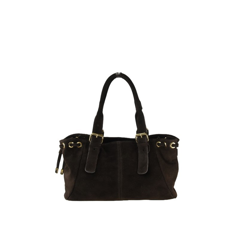 Suede shoulder bag with shoulder strap