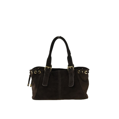Suede shoulder bag with shoulder strap